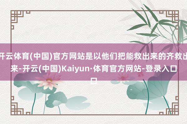 开云体育(中国)官方网站是以他们把能救出来的齐救出来-开云(中国)Kaiyun·体育官方网站-登录入口