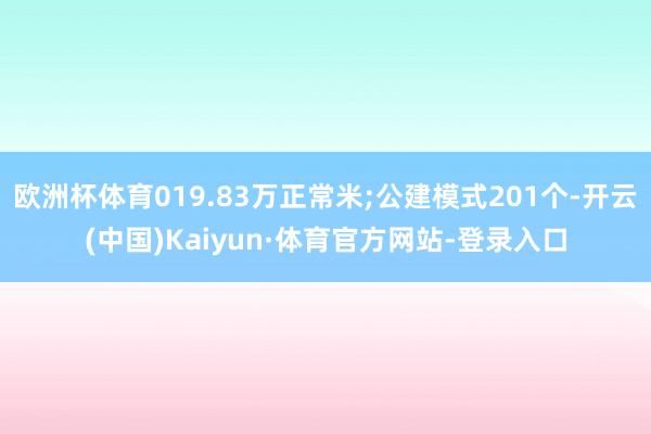 欧洲杯体育019.83万正常米;公建模式201个-开云(中国)Kaiyun·体育官方网站-登录入口