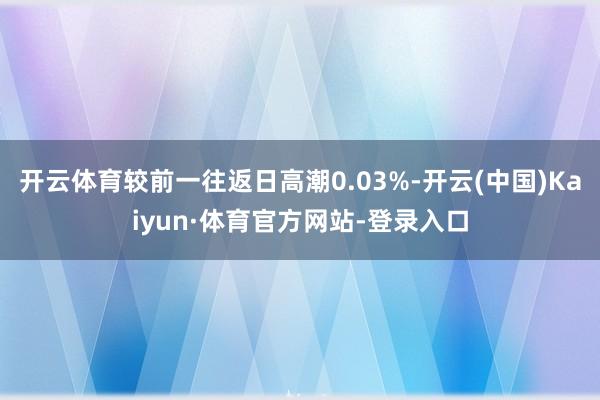 开云体育较前一往返日高潮0.03%-开云(中国)Kaiyun·体育官方网站-登录入口