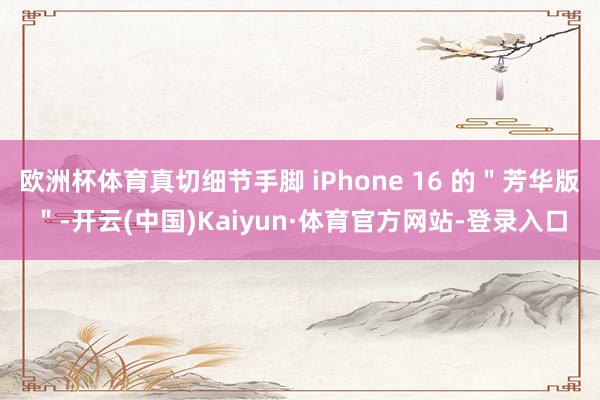 欧洲杯体育真切细节手脚 iPhone 16 的＂芳华版＂-开云(中国)Kaiyun·体育官方网站-登录入口