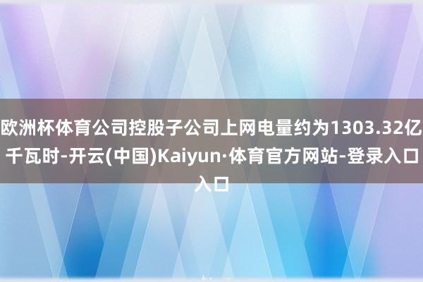 欧洲杯体育公司控股子公司上网电量约为1303.32亿千瓦时-开云(中国)Kaiyun·体育官方网站-登录入口