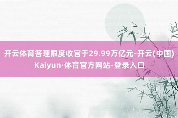 开云体育答理限度收官于29.99万亿元-开云(中国)Kaiyun·体育官方网站-登录入口