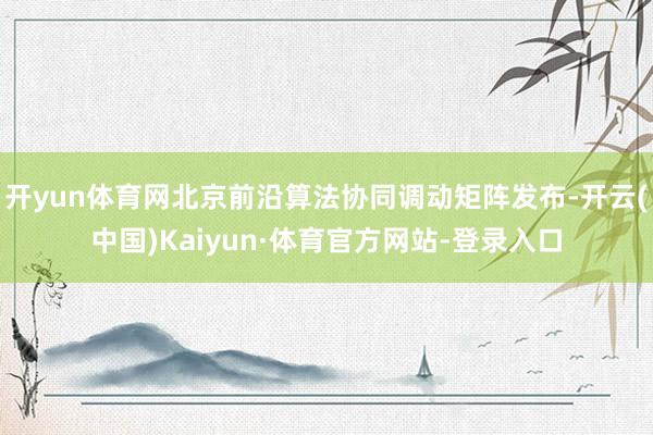 开yun体育网北京前沿算法协同调动矩阵发布-开云(中国)Kaiyun·体育官方网站-登录入口